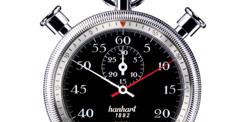 HANHART Split-Seconds Addition Timer 1/5 sec. Flyback - Chromová tlačítka, černá, otočný rámeček
